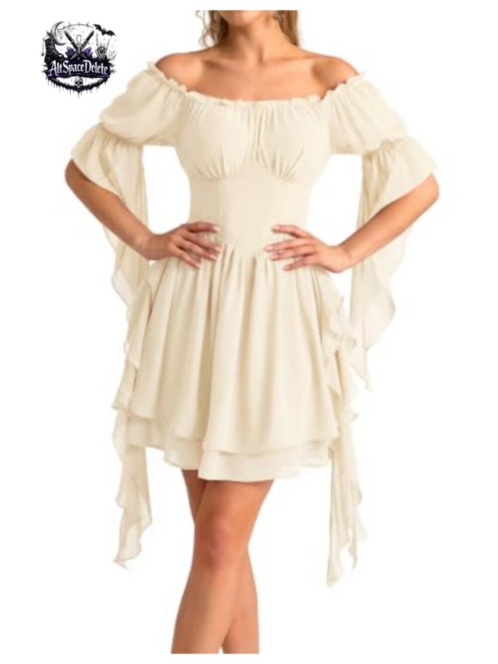 Off Shoulder Renaissance Corset Mini Dress Puff Sleeve Cosplay Costume